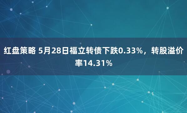红盘策略 5月28日福立转债下跌0.33%，转股溢价率14.31%