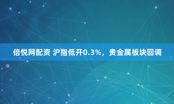 倍悦网配资 沪指低开0.3%，贵金属板块回调