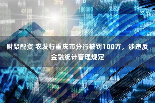 财聚配资 农发行重庆市分行被罚100万，涉违反金融统计管理规定