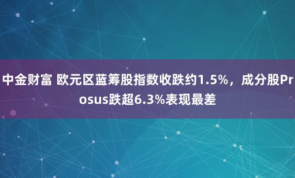 中金财富 欧元区蓝筹股指数收跌约1.5%，成分股Prosus跌超6.3%表现最差